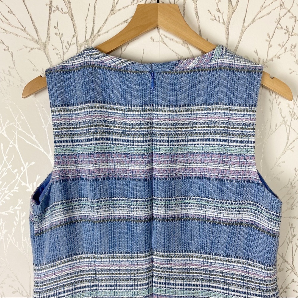 TALBOTS Blue Stripe Tweed Sleeveless Sheath Dress 10P Business Casual Spring - Picture 5 of 10